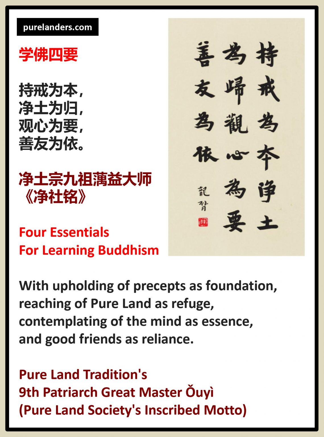Four Essentials For Learning From The Buddha 学佛四要 – Purelanders