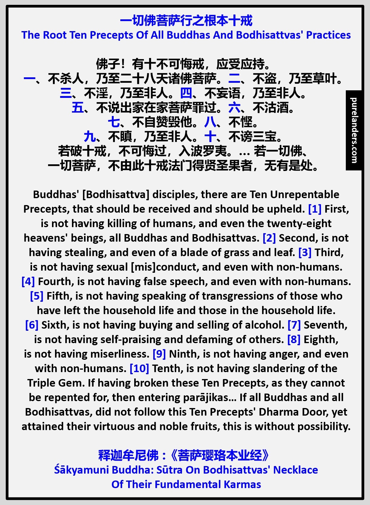 The Root Ten Precepts Of All Buddhas And Bodhisattvas’ Practices 一切佛菩萨行 ...